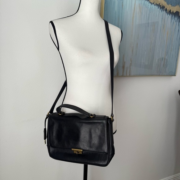 FOSSIL Vintage Memoir Novella Black Small Flap Leather Crossbody Bag Purse - Picture 16 of 16